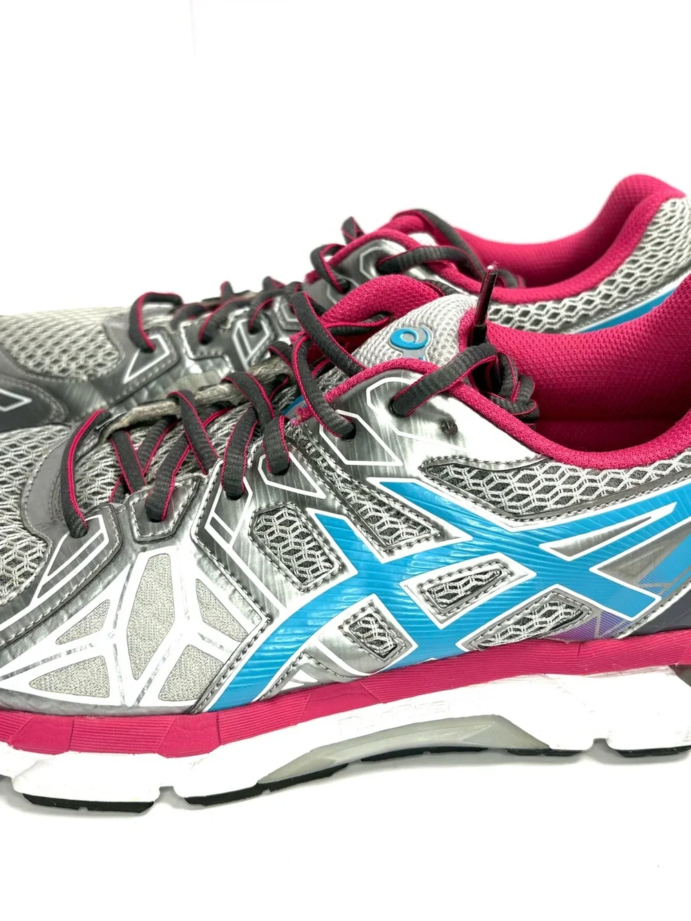 Asics Gel-Fortify Woman's SIZE 12 Running Sneakers Silver Gray Pink Blue T571N